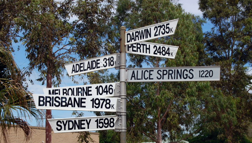 Direction signs in town, Port Augusta, South Australia