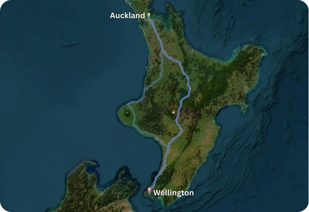 From Auckland to Wellington