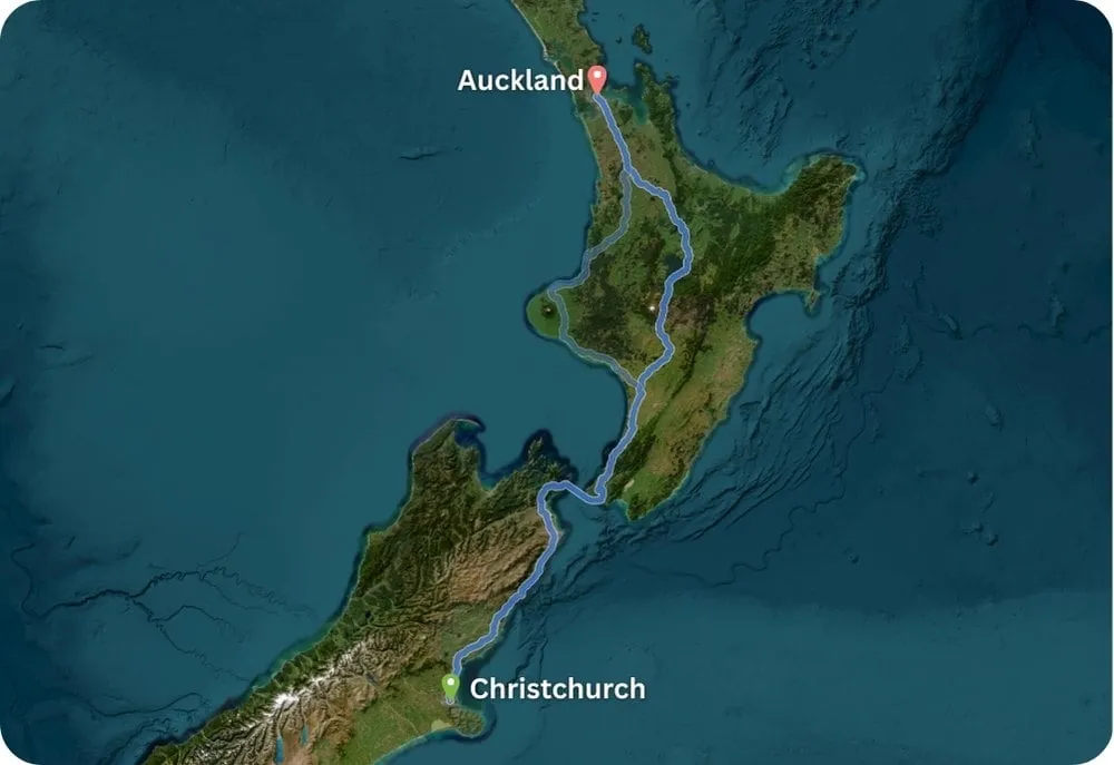 From Christchurch to Auckland