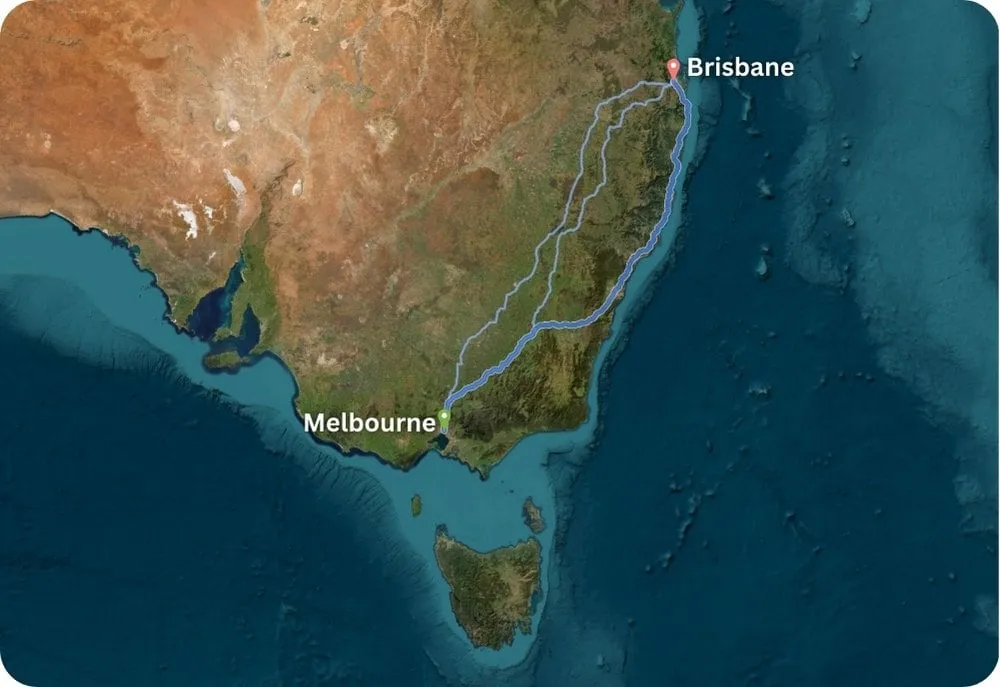 From Melbourne to Brisbane