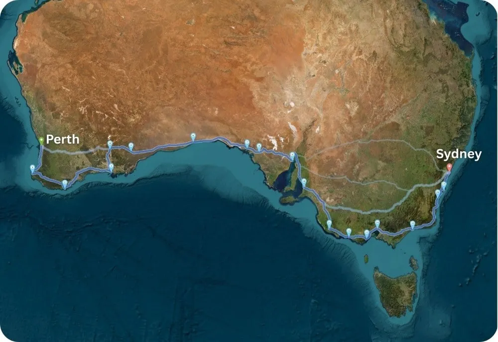 From Perth to Sydney