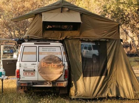Britz 4WD camper with a rooftop tent