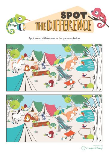 Camping Printable - Campsite Spot the Difference activity sheet